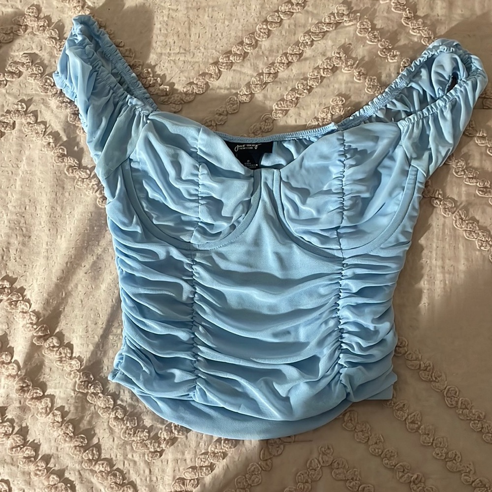 Blue Corset Crop Top